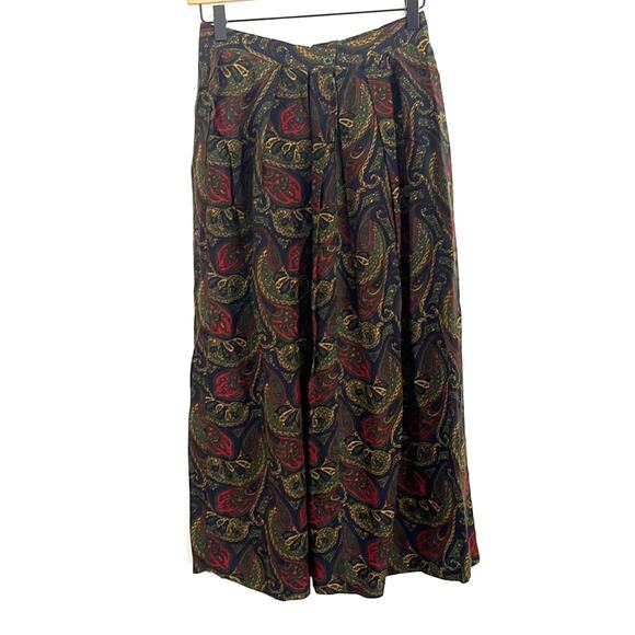 Vintage Paisley Midi Skirt 26 Waist Whimsigoth Pleated Skirt Dark Romance Rayon - Picture 4 of 10